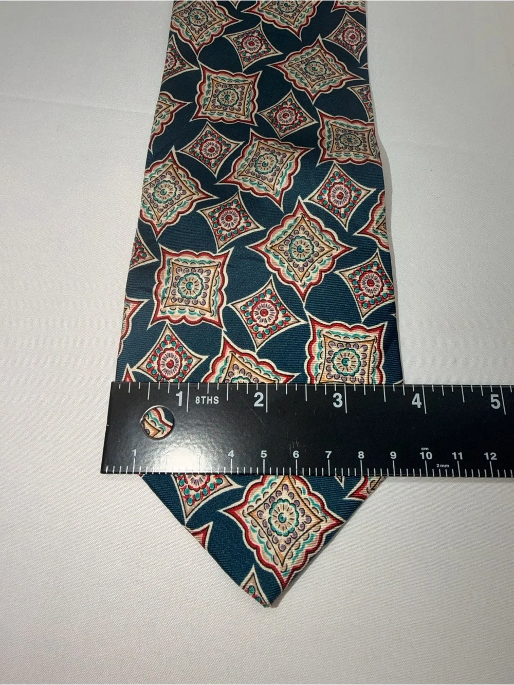 Vintage Pierre Balmain Paris Tie 100% Italian Silk Geometric Medallion 3.5”